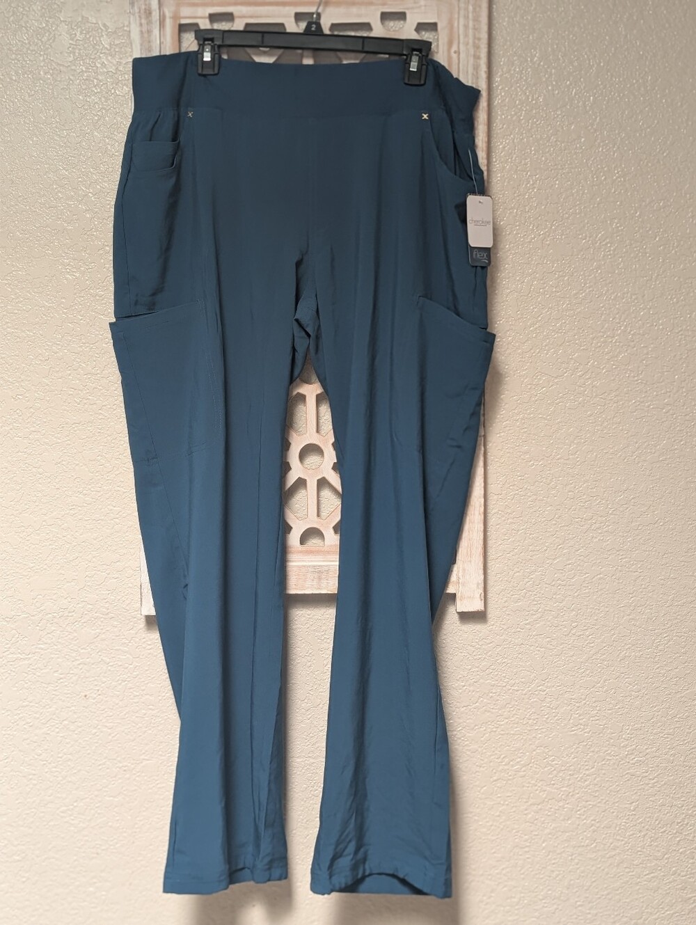 NWT Cherokee iFlex CK002 Scrub Uniform Pants XL Teal Stretch Medical Cargo